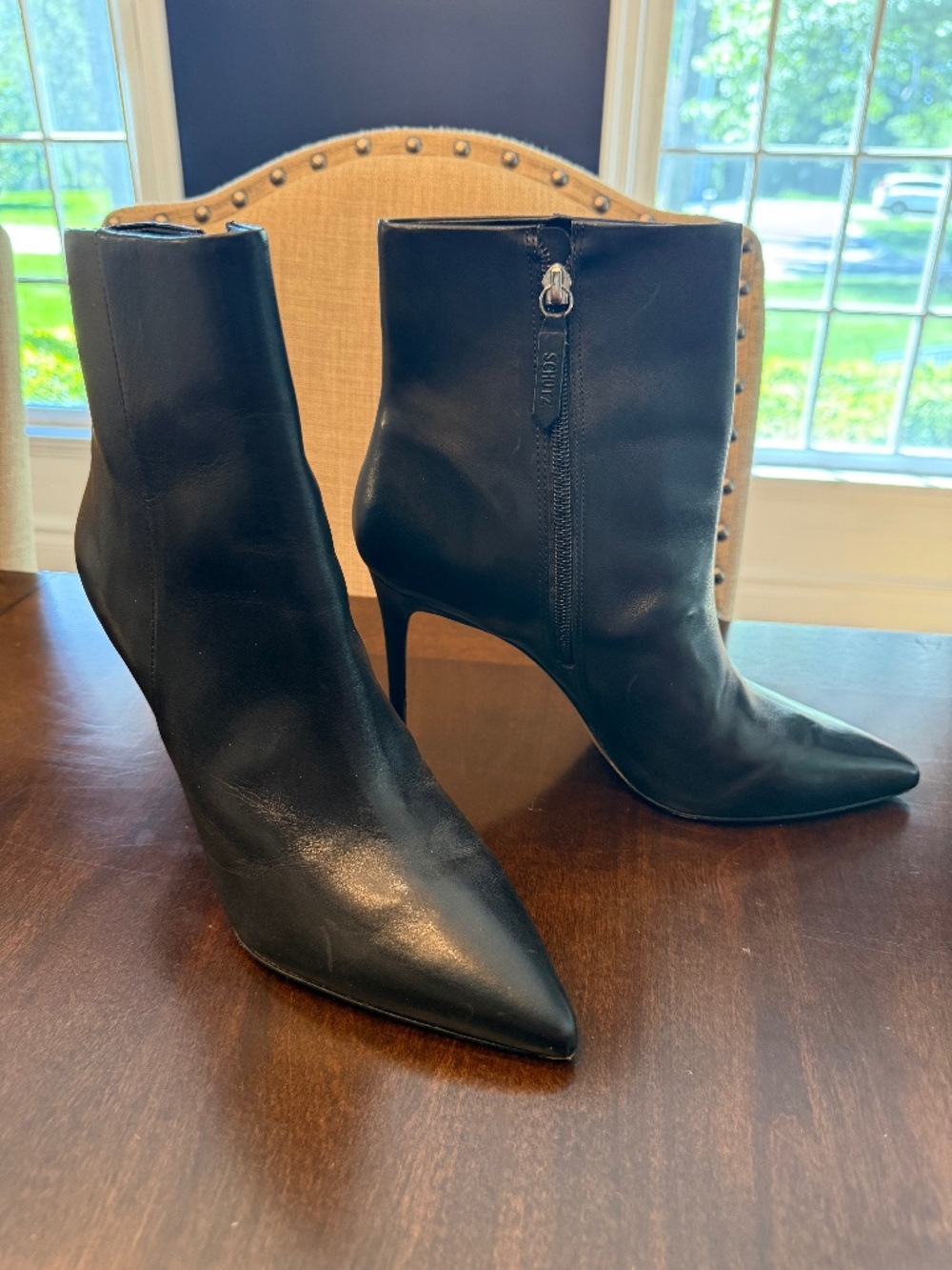 Schutz black leather booties